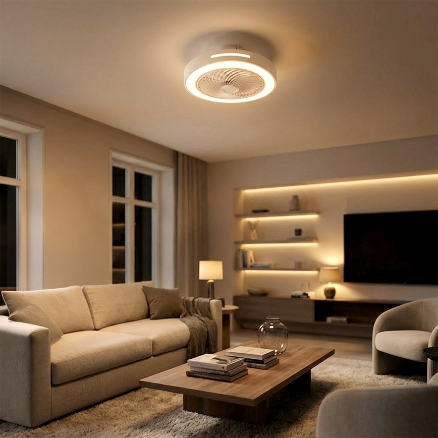 Brilagi - Dimmable LED ceiling light with fan LED/38W/230V 3000-6500K Ø46 cm White + Remote Control