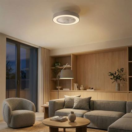 Brilagi - Dimmable LED ceiling light with fan LED/38W/230V 3000-6500K 3000-6500K Ø 50 cm grey + remote control