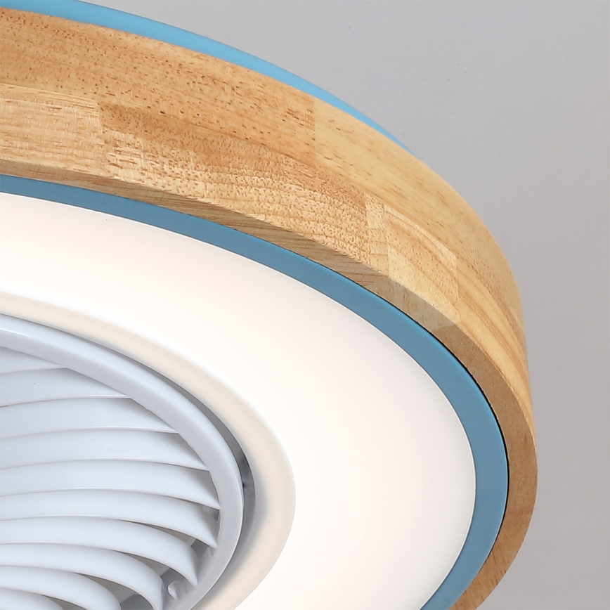 Brilagi - LED Dimmable Ceiling Light with Fan LED/38W/230V 3000-6500K Ø 50 cm Blue/Oak + Remote Control