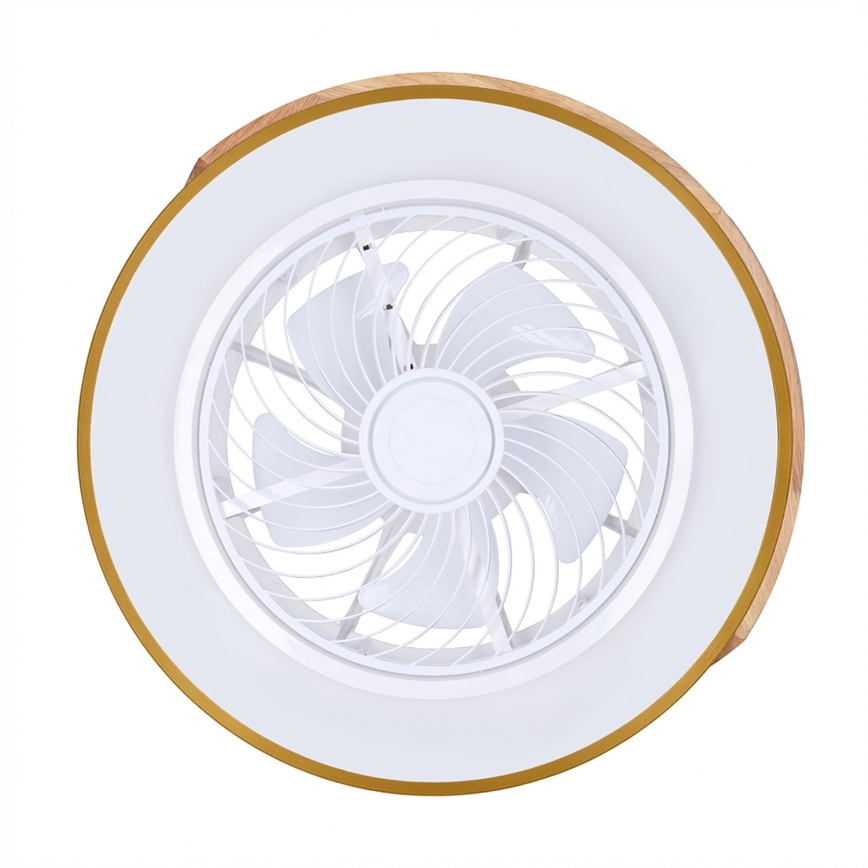 Brilagi - LED Dimmable Ceiling Light with Fan LED/38W/230V 3000-6500K Ø 50 cm Blue/Oak + Remote Control
