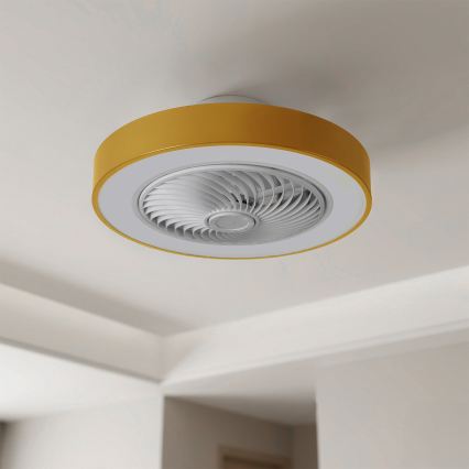 Brilagi - Dimmable LED Ceiling Light with Integrated Fan LED/38W/230V 3000-6500K 3000-6500K Ø 50 cm Gold + Remote Control
