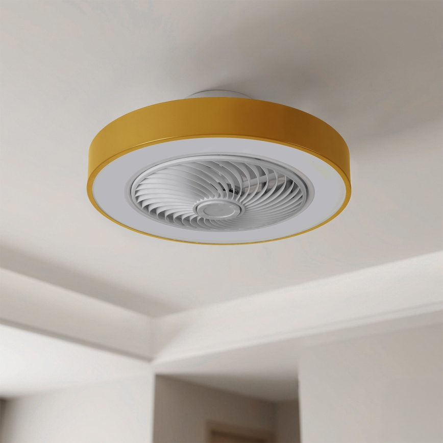Brilagi - Dimmable LED Ceiling Light with Integrated Fan LED/38W/230V 3000-6500K 3000-6500K Ø 50 cm Gold + Remote Control