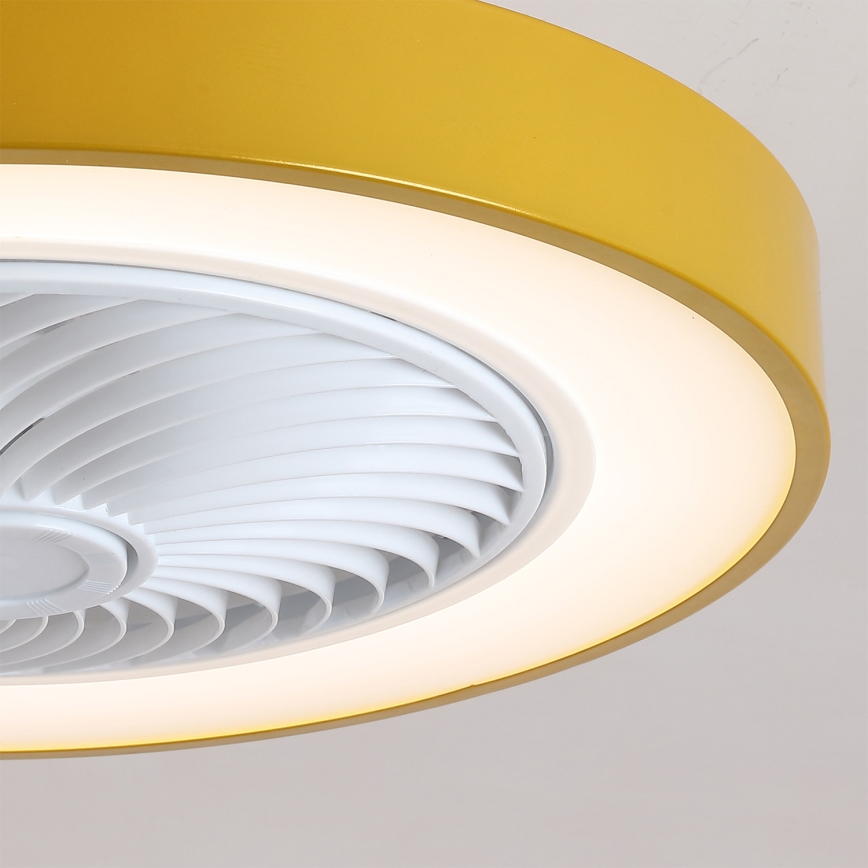 Brilagi - Dimmable LED Ceiling Light with Integrated Fan LED/38W/230V 3000-6500K 3000-6500K Ø 50 cm Gold + Remote Control