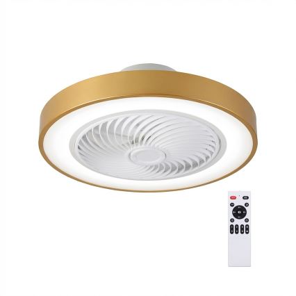 Brilagi - Dimmable LED Ceiling Light with Integrated Fan LED/38W/230V 3000-6500K 3000-6500K Ø 50 cm Gold + Remote Control