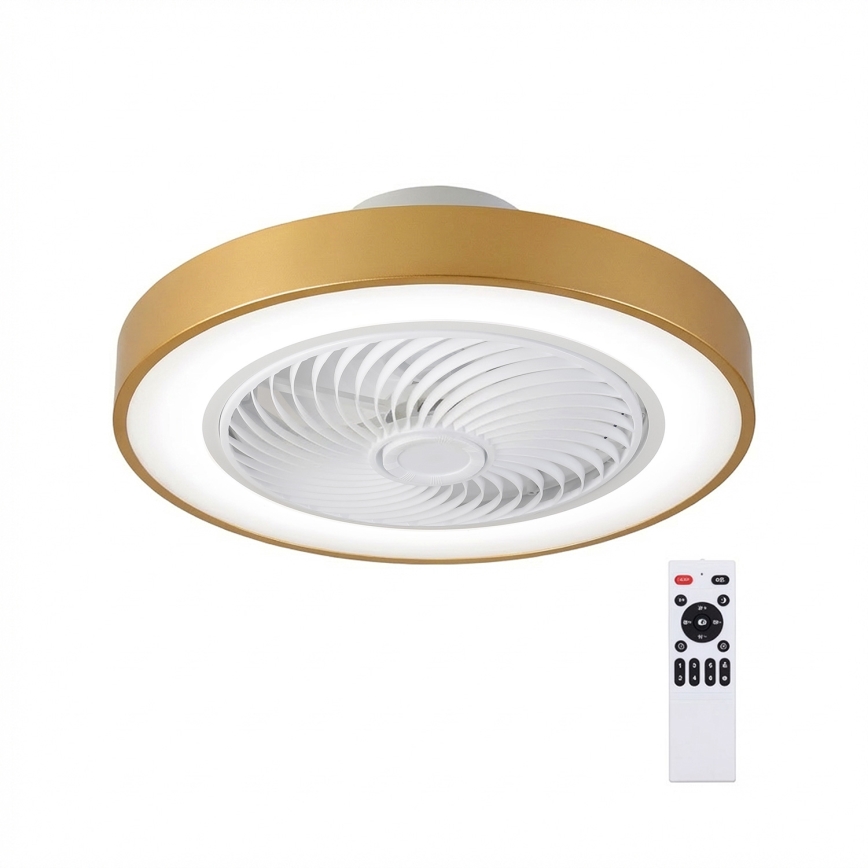 Brilagi - Dimmable LED Ceiling Light with Integrated Fan LED/38W/230V 3000-6500K 3000-6500K Ø 50 cm Gold + Remote Control