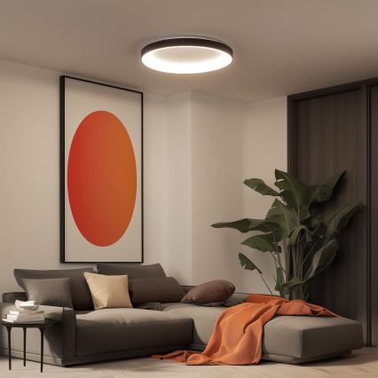 Brilagi - FALCON II Dimmable LED Ceiling Light, 108W, 230V, 3000–6500K (tunable white), Ø 80 cm, Black + Remote Control