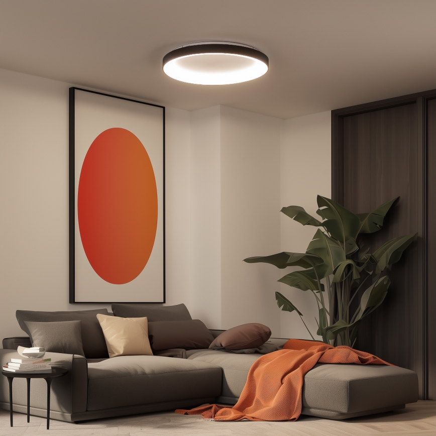 Brilagi - FALCON II Dimmable LED Ceiling Light, 108W, 230V, 3000–6500K (tunable white), Ø 80 cm, Black + Remote Control