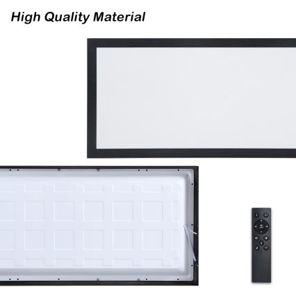 Brilagi - Dimmable bathroom ceiling light FRAME SMART LED/30W/230V 30x60 cm 3000-6000K IP44 black + remote control
