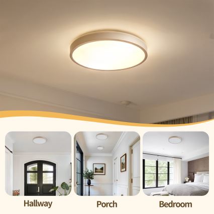 Brilagi - GLASS POOL DOUBLE Dimmable LED Ceiling Light/48W/230V 3000-6000K 40 cm Beige + Remote Control
