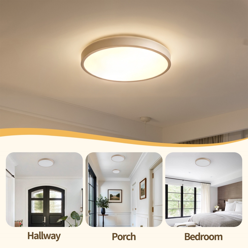 Brilagi - GLASS POOL DOUBLE Dimmable LED Ceiling Light/48W/230V 3000-6000K 40 cm Beige + Remote Control