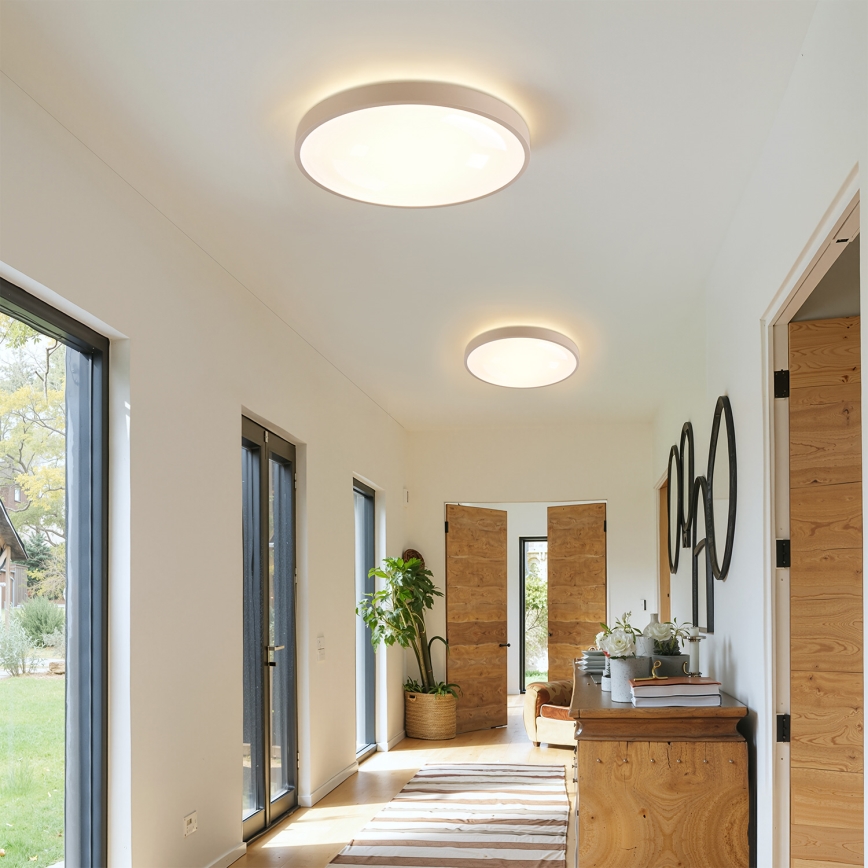 Brilagi - GLASS POOL DOUBLE Dimmable LED Ceiling Light/48W/230V 3000-6000K 40 cm Beige + Remote Control