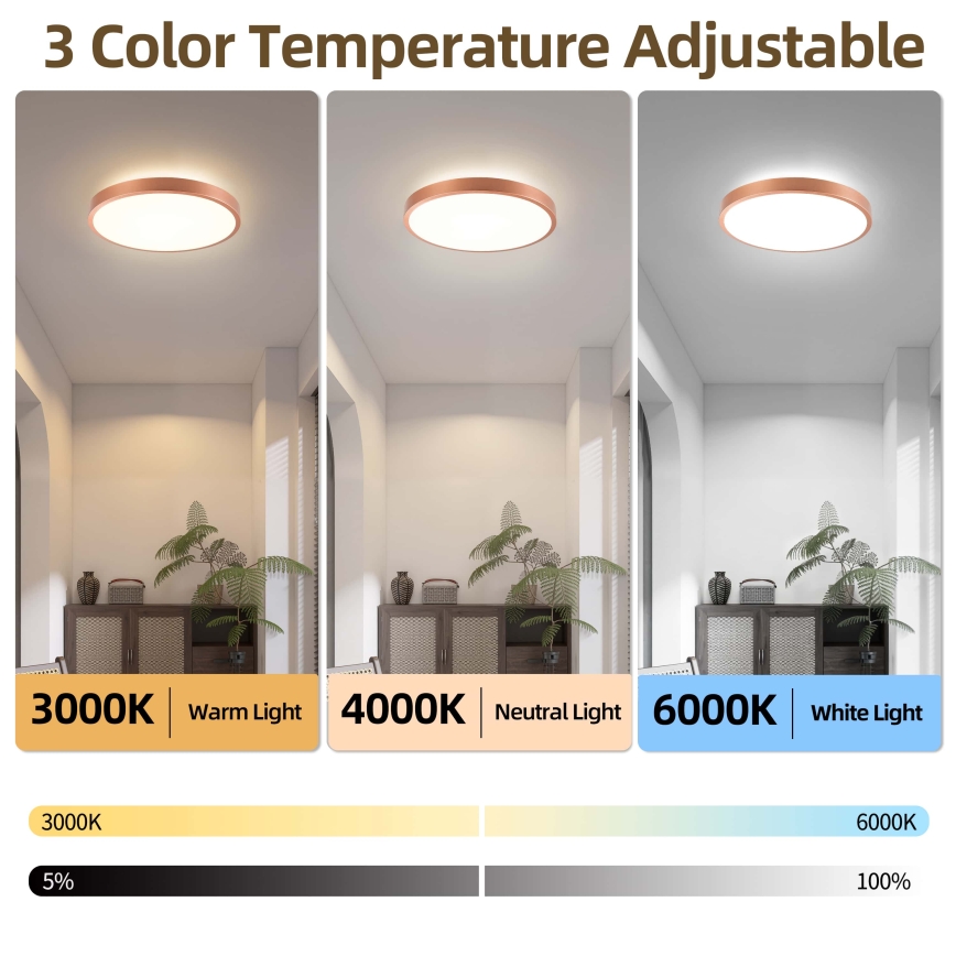 BRILAGI - Dimmable LED ceiling light GLASS POOL DOUBLE LED/48W/230V Ø 40 cm copper + remote control