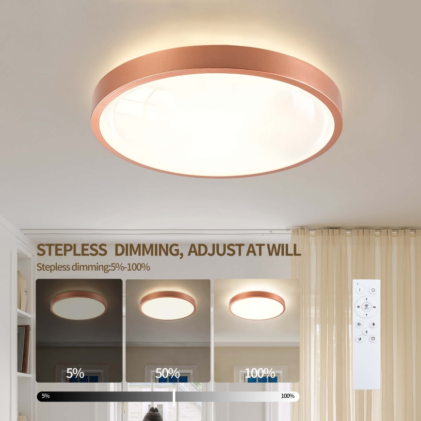 BRILAGI - Dimmable LED ceiling light GLASS POOL DOUBLE LED/48W/230V Ø 40 cm copper + remote control