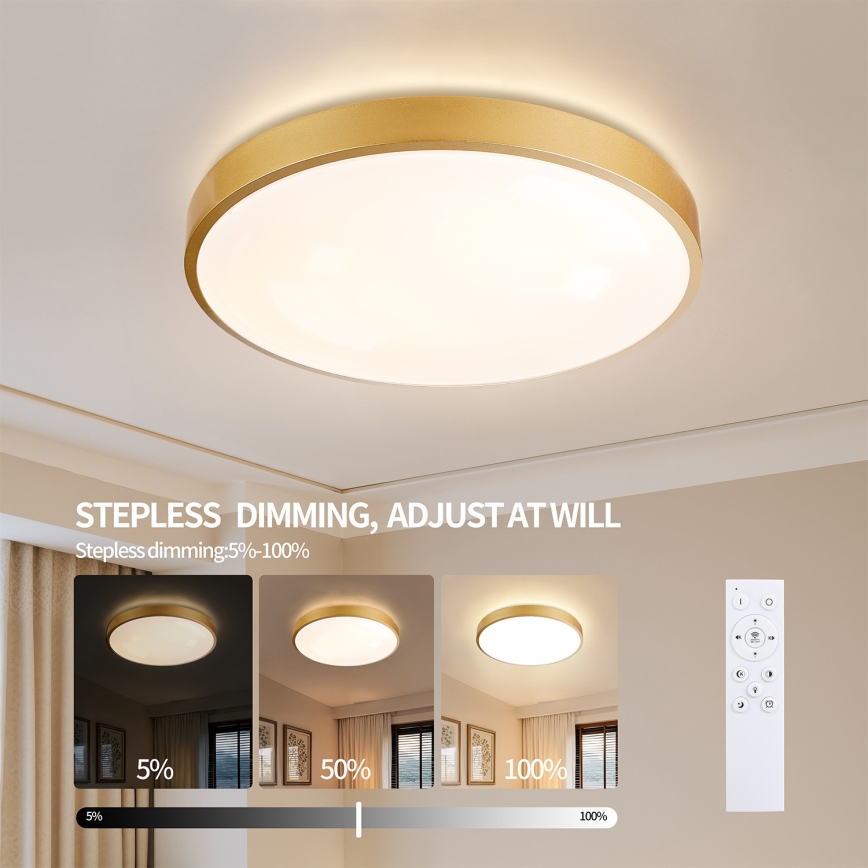 Brilagi - Dimmable LED ceiling light GLASS POOL DOUBLE LED/80W/230V 3000-6000K 60 cm gold + remote control