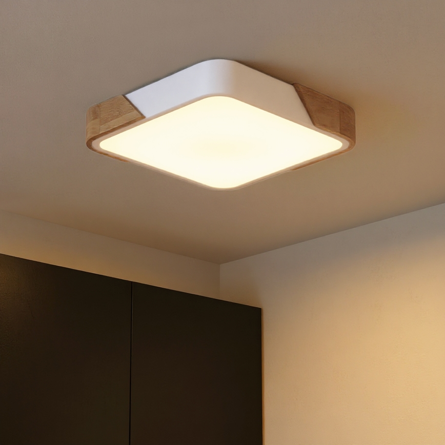 Brilagi - Dimmable LED ceiling light PILANA LED/48W/230V 3000-6500K oak/white 42x42 cm + remote control