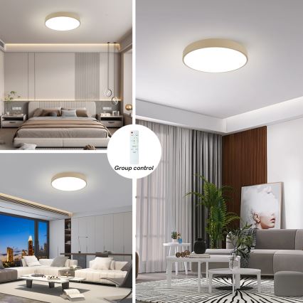 Brilagi - LED Dimmable Ceiling Light POOL LED/60W/230V 3000-6000K Ø 60 cm beige + remote control