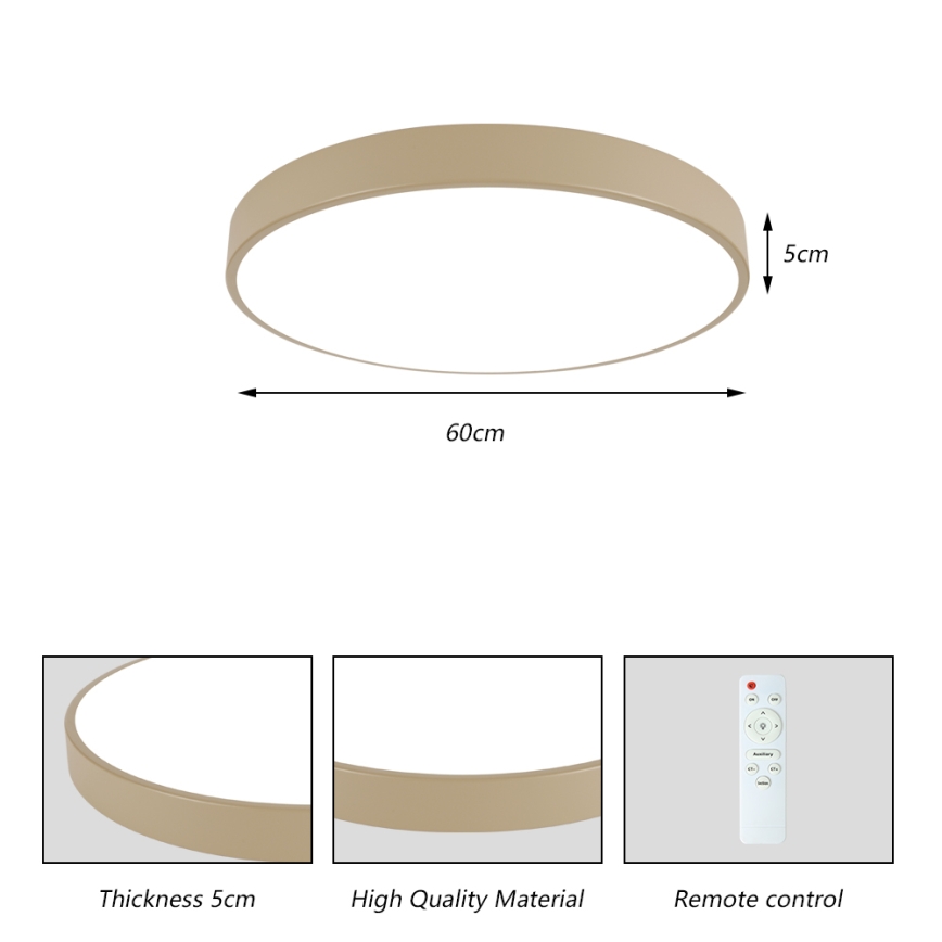 Brilagi - LED Dimmable Ceiling Light POOL LED/60W/230V 3000-6000K Ø 60 cm beige + remote control