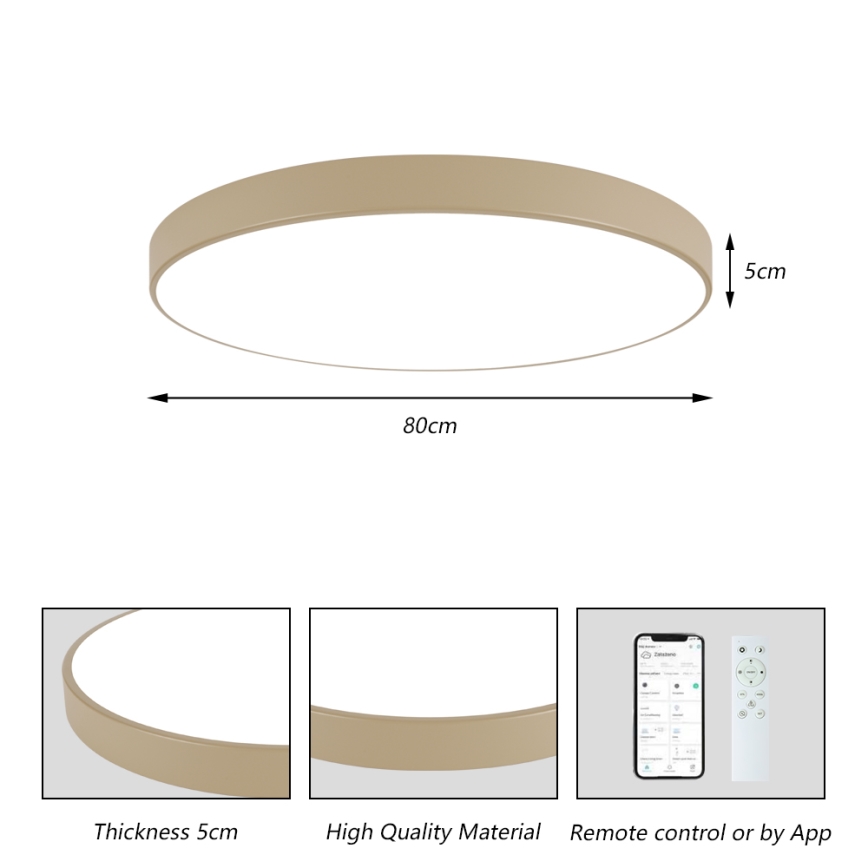 Brilagi - POOL SMART Dimmable LED Ceiling Light LED/100W/230V 3000-6000K 80 cm Beige Wi-Fi Tuya + Remote Control