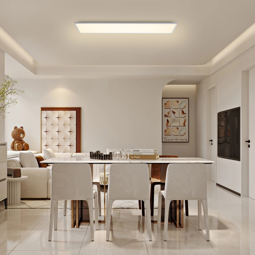 Brilagi - SLIMFRAME LED Dimmable Ceiling Fixture, 58W, 230V, 120 x 30 cm, 3000–6000 K, White + Remote Control