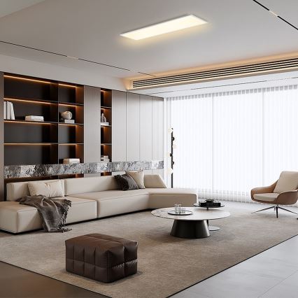 Brilagi - SLIMFRAME LED Dimmable Ceiling Fixture, 58W, 230V, 120 x 30 cm, 3000–6000 K, White + Remote Control