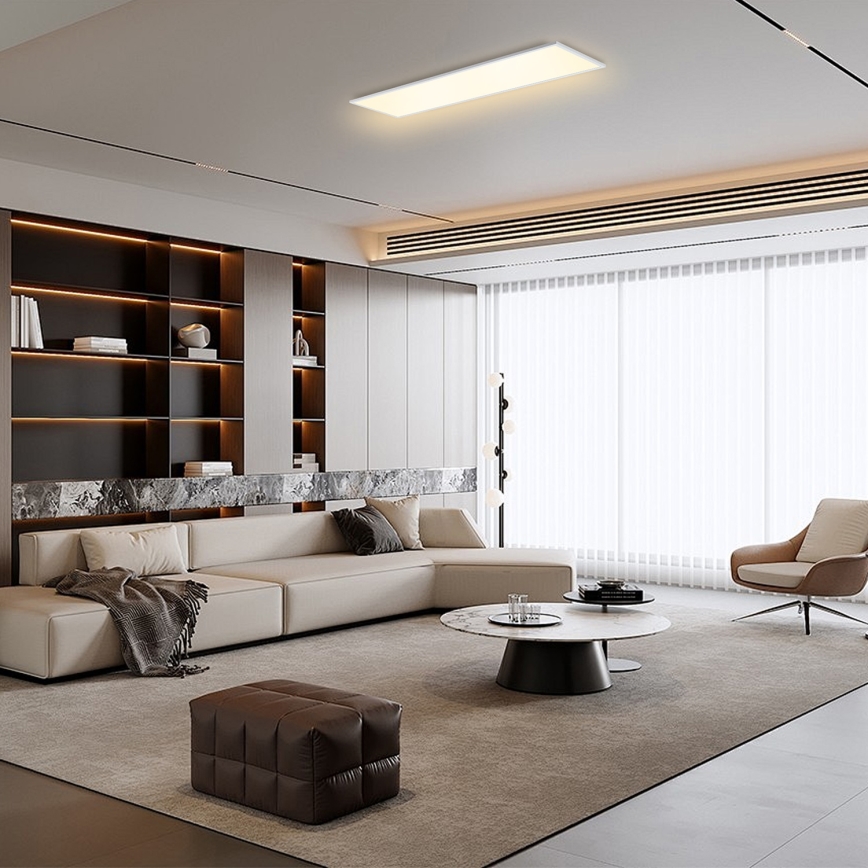 Brilagi - SLIMFRAME LED Dimmable Ceiling Fixture, 58W, 230V, 120 x 30 cm, 3000–6000 K, White + Remote Control