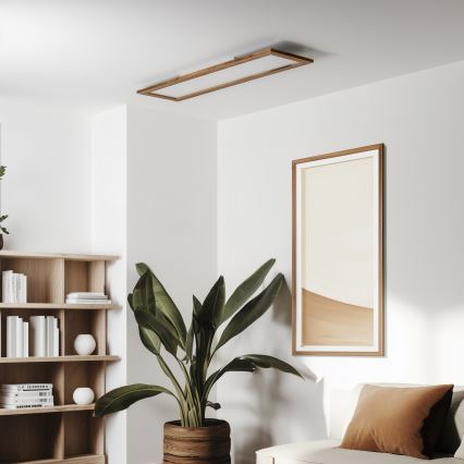 Brilagi - LED Dimmable ceiling light SLIMFRAME WOOD LED/58W/230V 124x33,7 cm 3000-6000K brown + remote control