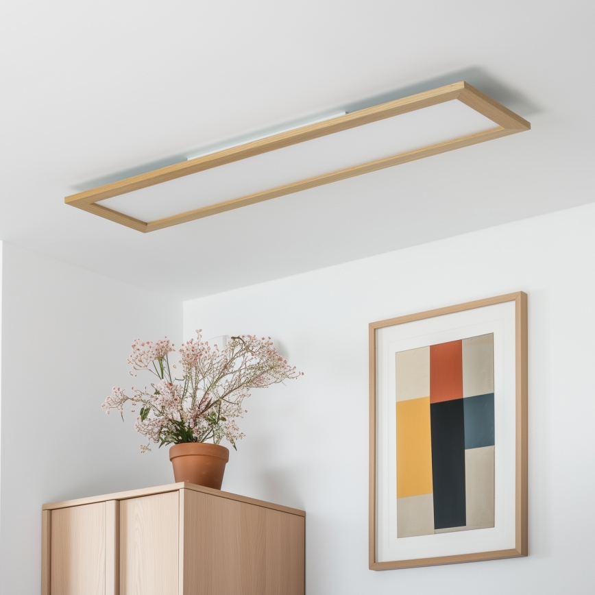 BRILAGI - SLIMFRAME WOOD Dimmable LED Ceiling Light LED/58W/230V 124x34 cm 3000-6000K Brown + Remote Control