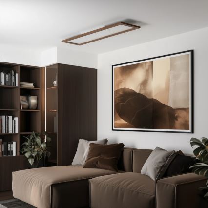 Brilagi - Dimmable LED ceiling light SLIMFRAME WOOD LED/58W/230V 124x34 cm 3000-6000K dark brown + remote control