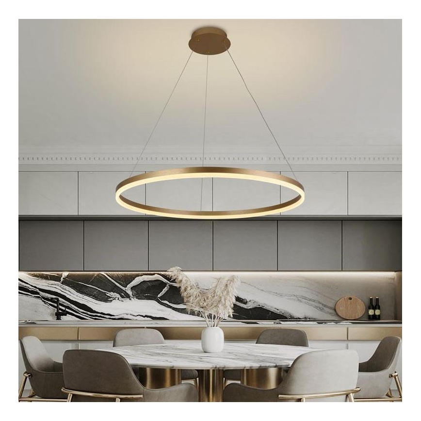 Brilagi - CIRCLE dimmable LED cable pendant LED/55W/230V 3000-6500K Ø 80 cm gold + remote control