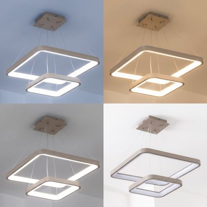 BRILAGI - LED dimmable pendant light suspended on cable FALCON SLIM LED/78W/230V 3000-6500K 50x50 cm beige + remote control