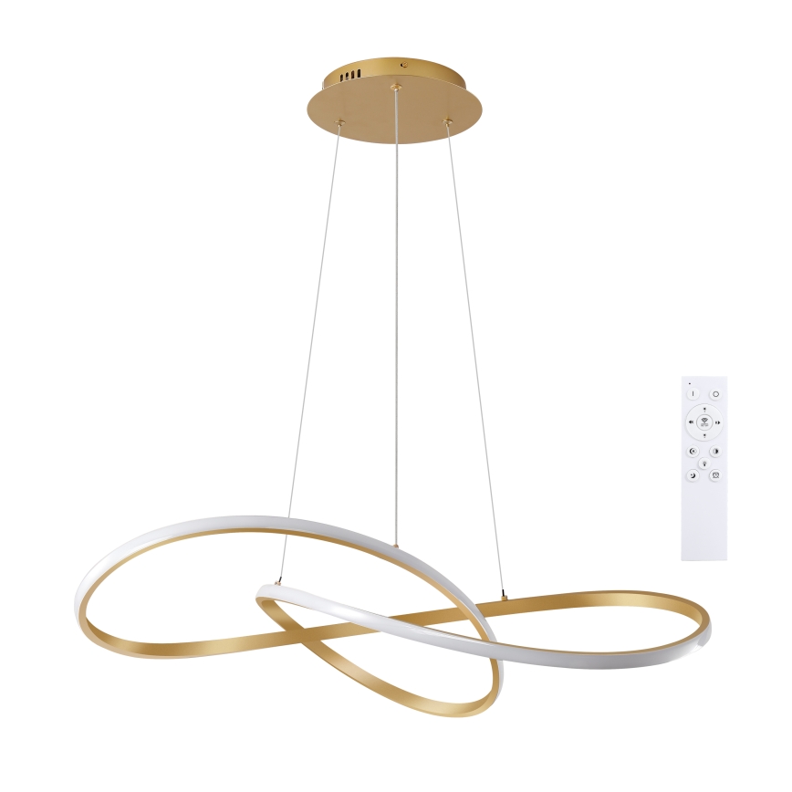 Brilagi - LED Dimmable Cable Pendant Chandelier INFINITY LED/80W/230V 3000-6000K 80x80 cm Gold + Remote Control
