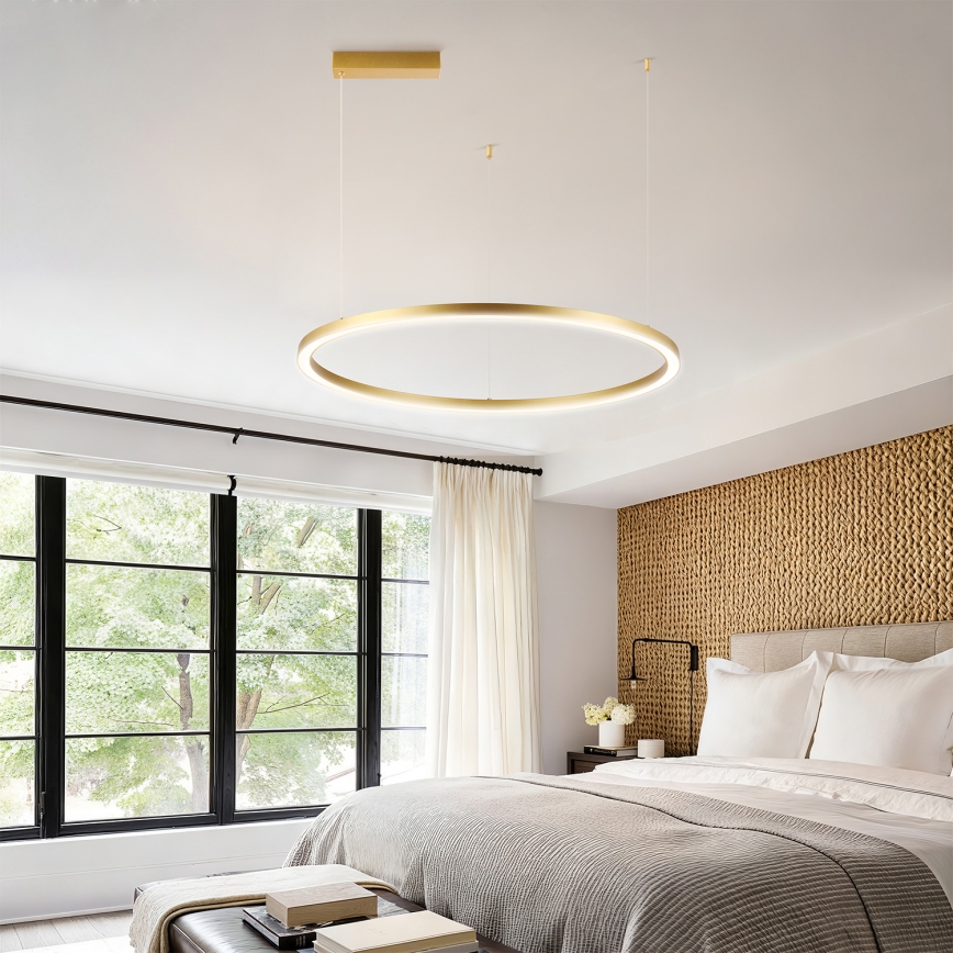 Brilagi - PORTOFINO LED dimmable cable pendant light, 60W, 230V, 3000–6000K, Ø 80 cm, gold + remote control