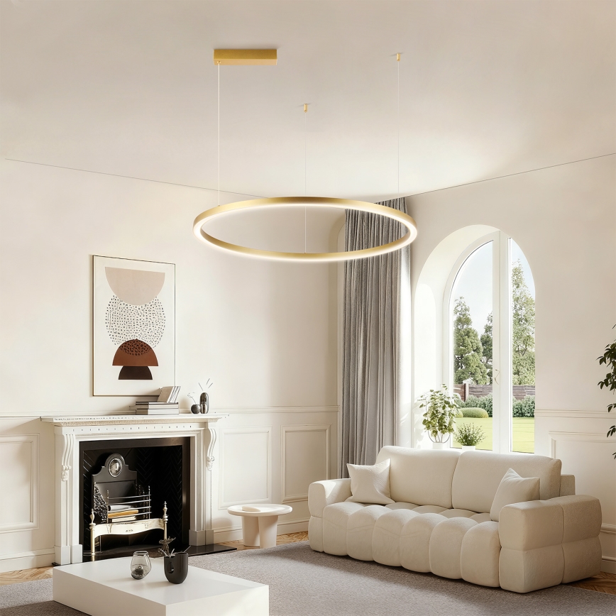 Brilagi - PORTOFINO LED dimmable cable pendant light, 60W, 230V, 3000–6000K, Ø 80 cm, gold + remote control