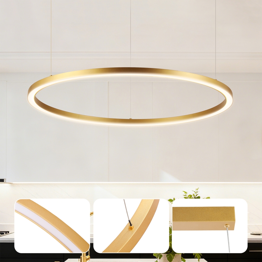Brilagi - PORTOFINO LED dimmable cable pendant light, 60W, 230V, 3000–6000K, Ø 80 cm, gold + remote control