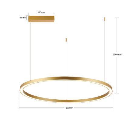 Brilagi - PORTOFINO LED dimmable cable pendant light, 60W, 230V, 3000–6000K, Ø 80 cm, gold + remote control