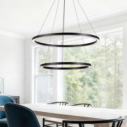 Brilagi - PORTOFINO LED dimmable cable pendant LED/98W/230V 3000-6000K Ø80 cm black + remote control
