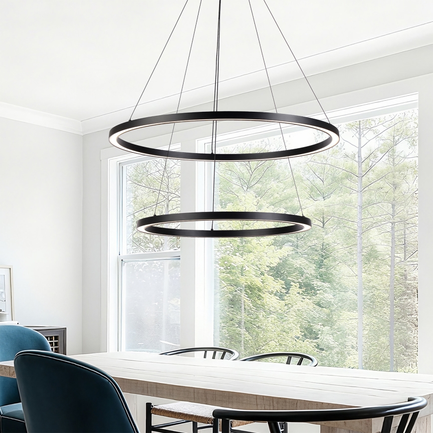 Brilagi - PORTOFINO LED dimmable cable pendant LED/98W/230V 3000-6000K Ø80 cm black + remote control