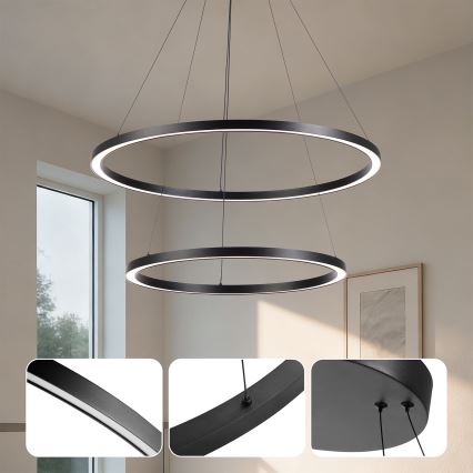 Brilagi - PORTOFINO LED dimmable cable pendant LED/98W/230V 3000-6000K Ø80 cm black + remote control