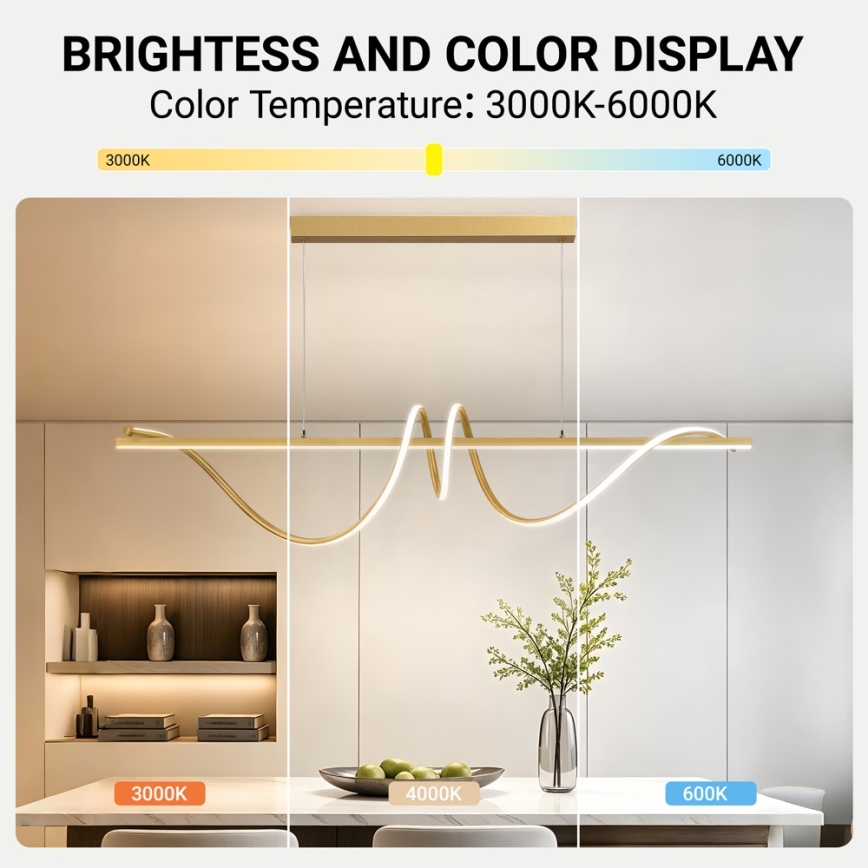 BRILAGI - Dimmable LED pendant on cable SIGNATURE LED/50W/230V 3000-6000K 120 cm gold + remote control
