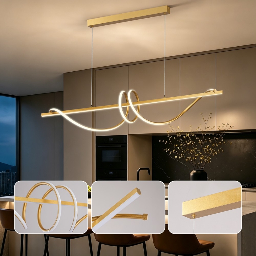 BRILAGI - Dimmable LED pendant on cable SIGNATURE LED/50W/230V 3000-6000K 120 cm gold + remote control
