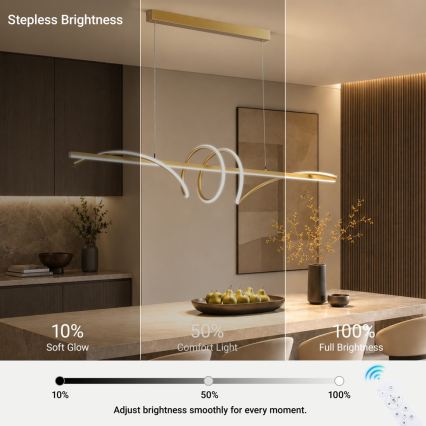 BRILAGI - Dimmable LED cable-hung pendant SIGNATURE LED/50W/230V 3000-6000K 120 cm gold + remote control