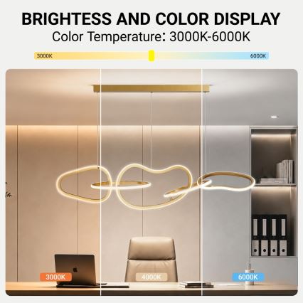 BRILAGI - LED Dimmable cable pendant SIGNATURE LED/80W/230V 3000-6000K 120x25 cm gold + remote control