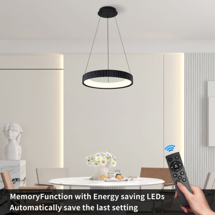 Brilagi - FALCON MODERN dimmable LED cable pendant LED/30W/230V 3000–6500K Ø 40 cm black + remote control