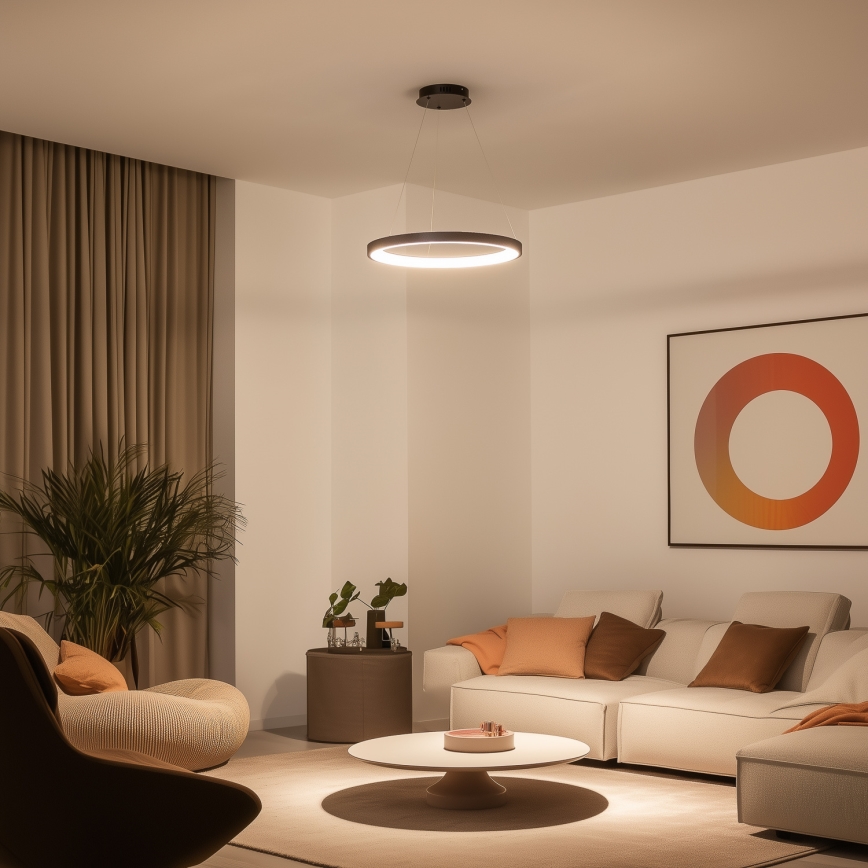 Brilagi - FALCON SLIM Dimmable LED Cable-Hung Pendant Light LED/42W/230V 3000-6500K diam. 50 cm Black + Remote Control