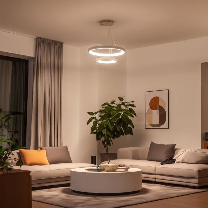 BRILAGI - LED Dimmable pendant light on cable FALCON SLIM LED/68W/230V 3000-6500K Ø 50 cm beige + remote control