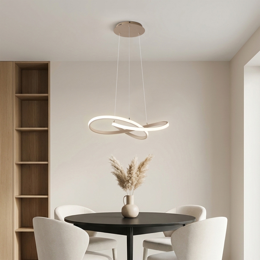 BRILAGI - INFINITY Dimmable LED Pendant on Cable, 55W/230V, 3000–6000K, 50×50 cm, beige + remote control