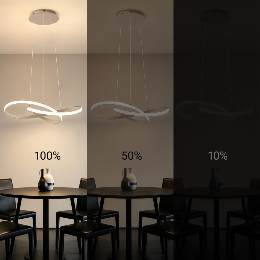 BRILAGI - INFINITY Dimmable LED Pendant on Cable, 55W/230V, 3000–6000K, 50×50 cm, beige + remote control