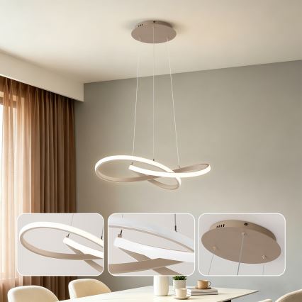 BRILAGI - INFINITY Dimmable LED Pendant on Cable, 55W/230V, 3000–6000K, 50×50 cm, beige + remote control