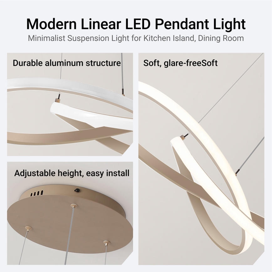 BRILAGI - INFINITY Dimmable LED Pendant on Cable, 55W/230V, 3000–6000K, 50×50 cm, beige + remote control