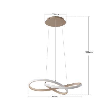 Brilagi - INFINITY Dimmable LED Pendant on Cable, 55W/230V, 3000–6000K, 50×50 cm, beige + remote control